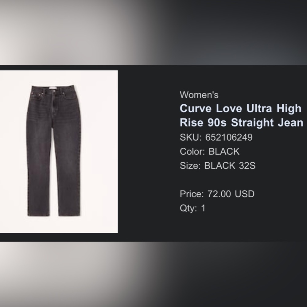 NWT Abercrombie & Fitch Curve Love The 90s Straight Ultra High Rise Jean